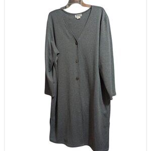 Hanes Long  Cardigan Gray Button Down Long Sleeve with Drop Shoulder Women's 2X